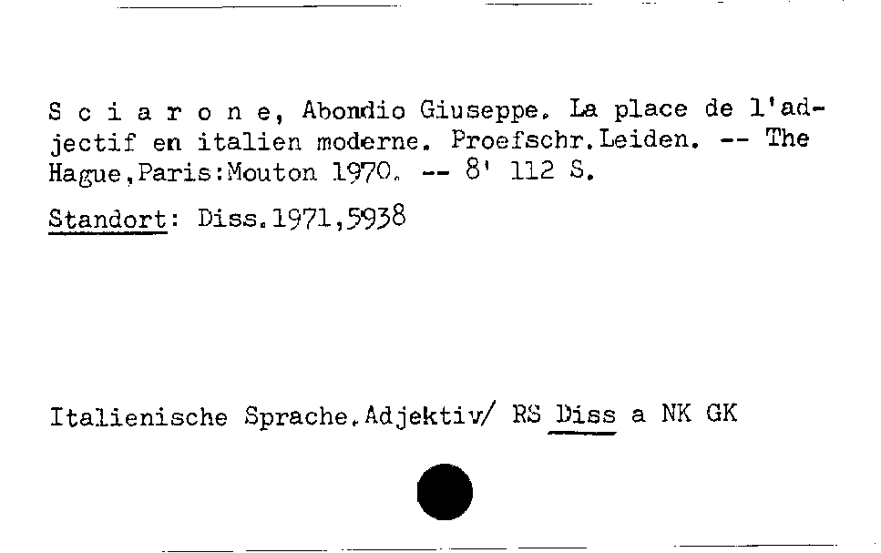 [Katalogkarte Dissertationenkatalog bis 1980]