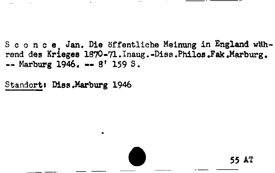 [Katalogkarte Dissertationenkatalog bis 1980]