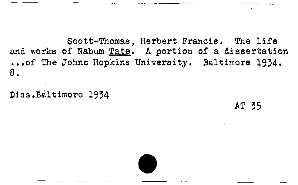 [Katalogkarte Dissertationenkatalog bis 1980]