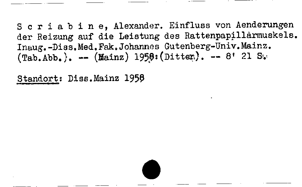 [Katalogkarte Dissertationenkatalog bis 1980]