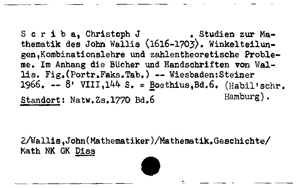 [Katalogkarte Dissertationenkatalog bis 1980]