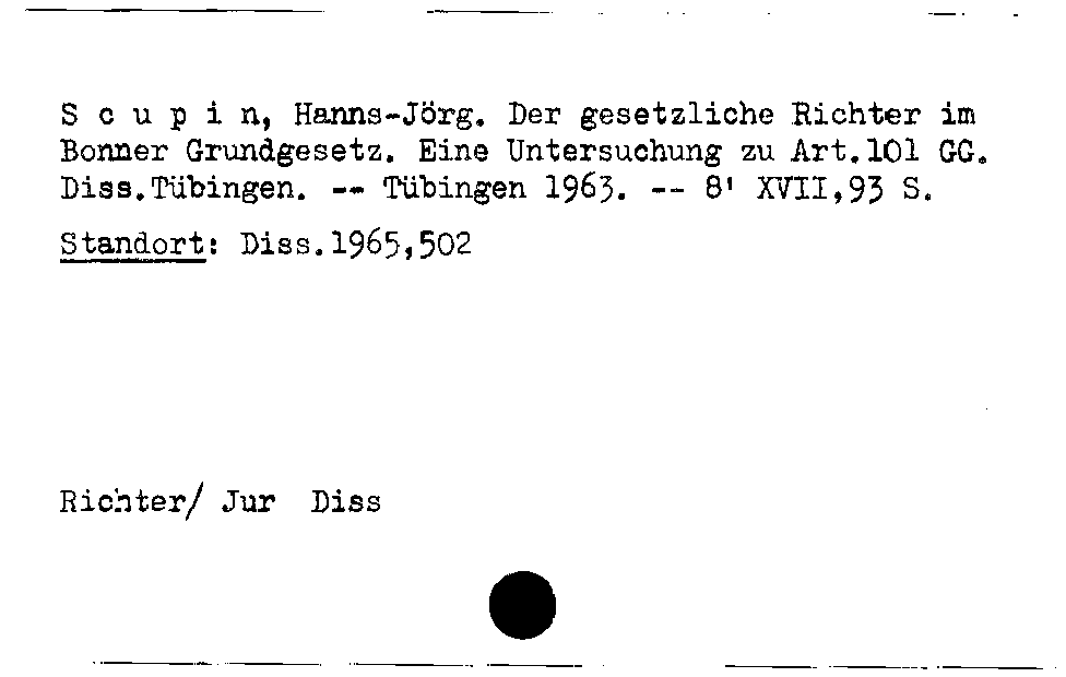 [Katalogkarte Dissertationenkatalog bis 1980]