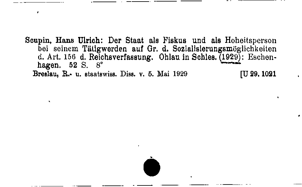 [Katalogkarte Dissertationenkatalog bis 1980]