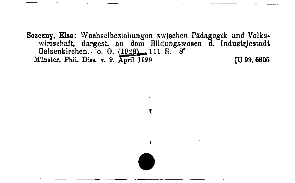 [Katalogkarte Dissertationenkatalog bis 1980]