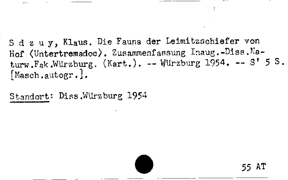 [Katalogkarte Dissertationenkatalog bis 1980]