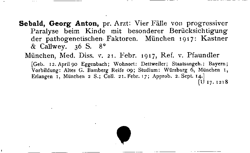 [Katalogkarte Dissertationenkatalog bis 1980]