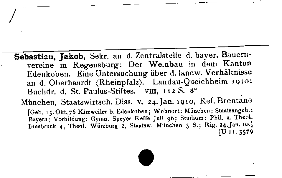 [Katalogkarte Dissertationenkatalog bis 1980]