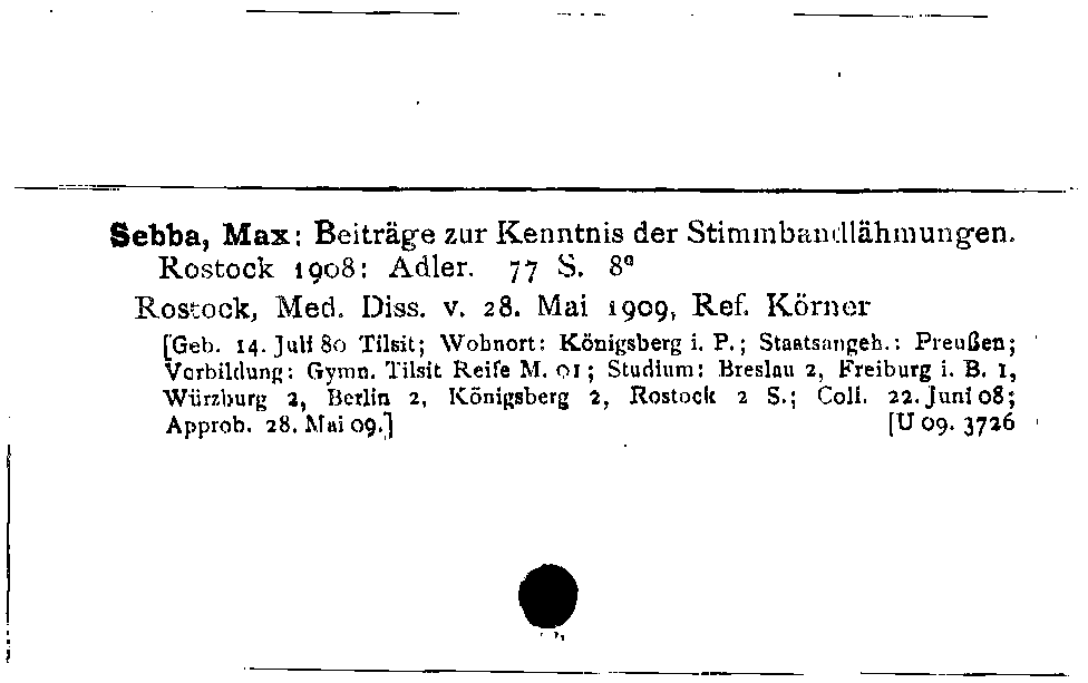 [Katalogkarte Dissertationenkatalog bis 1980]