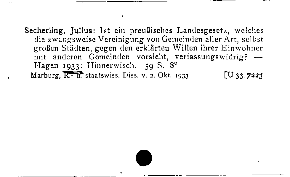 [Katalogkarte Dissertationenkatalog bis 1980]