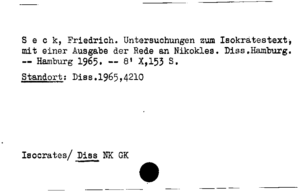 [Katalogkarte Dissertationenkatalog bis 1980]