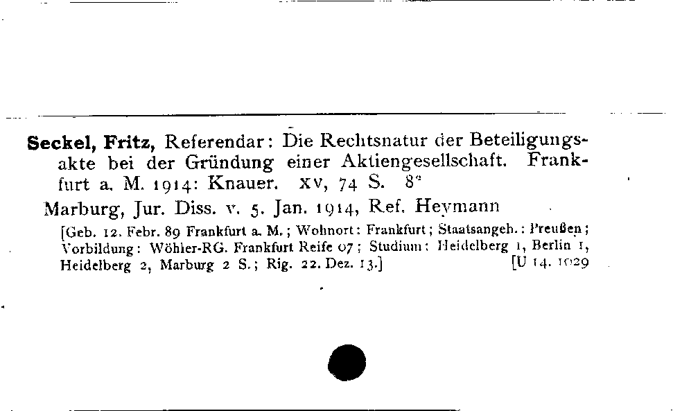 [Katalogkarte Dissertationenkatalog bis 1980]