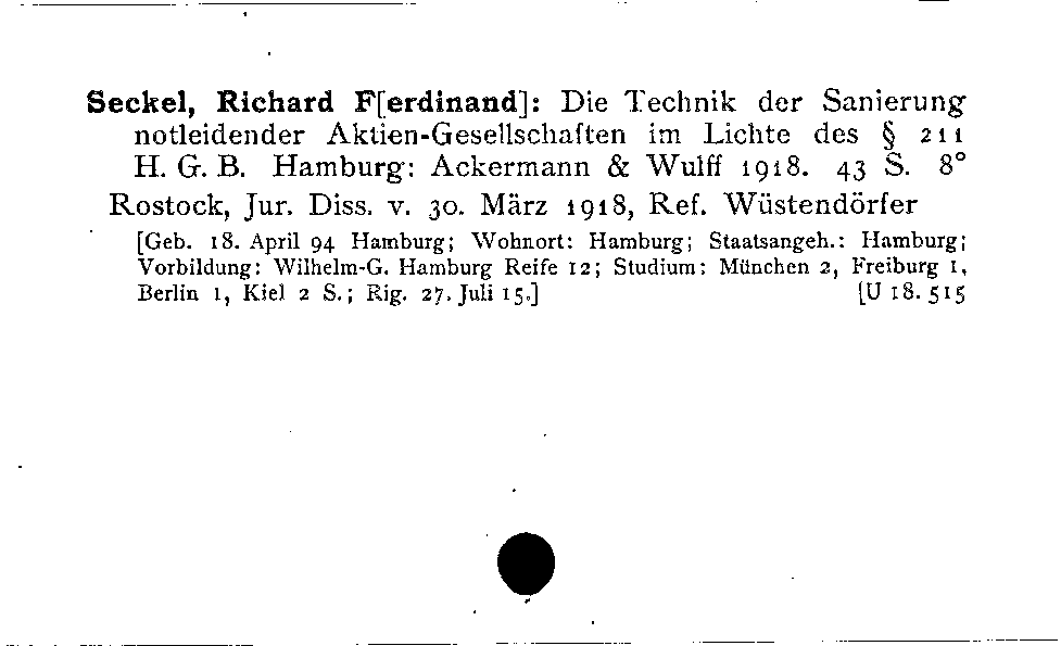 [Katalogkarte Dissertationenkatalog bis 1980]