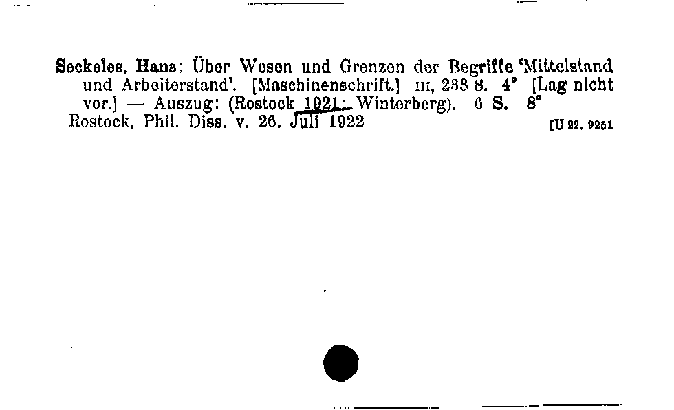 [Katalogkarte Dissertationenkatalog bis 1980]