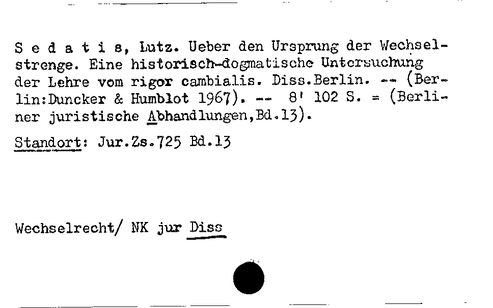 [Katalogkarte Dissertationenkatalog bis 1980]