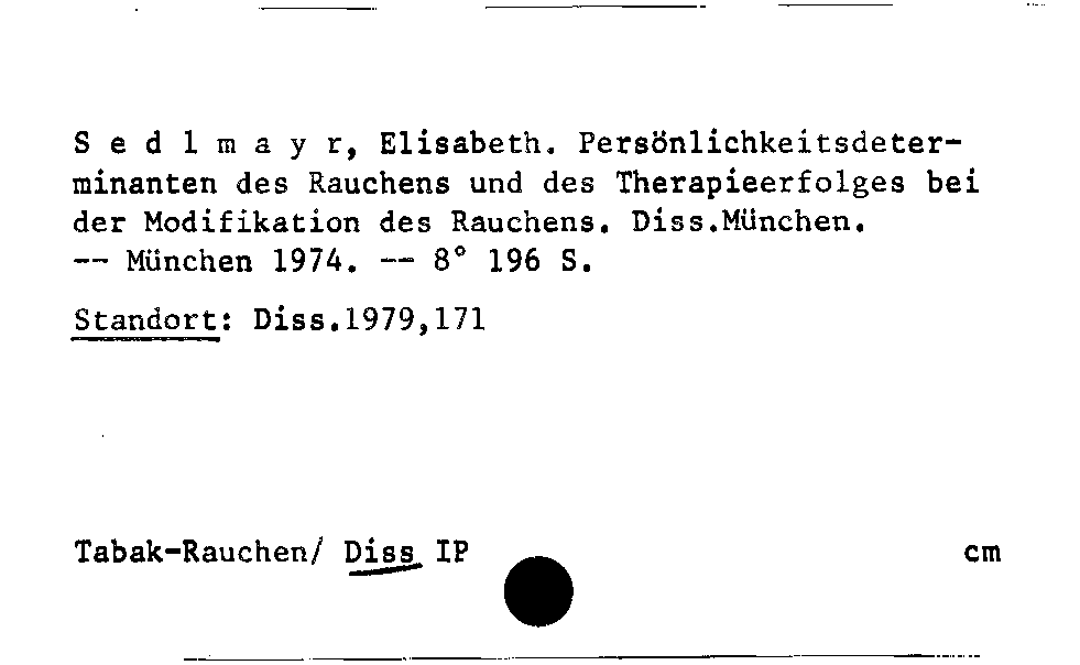 [Katalogkarte Dissertationenkatalog bis 1980]