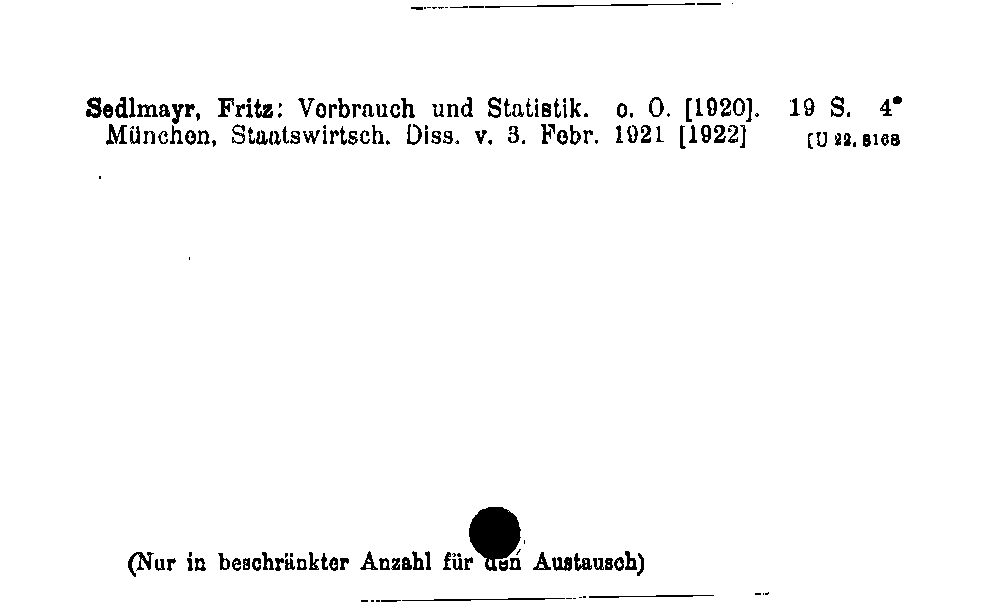 [Katalogkarte Dissertationenkatalog bis 1980]