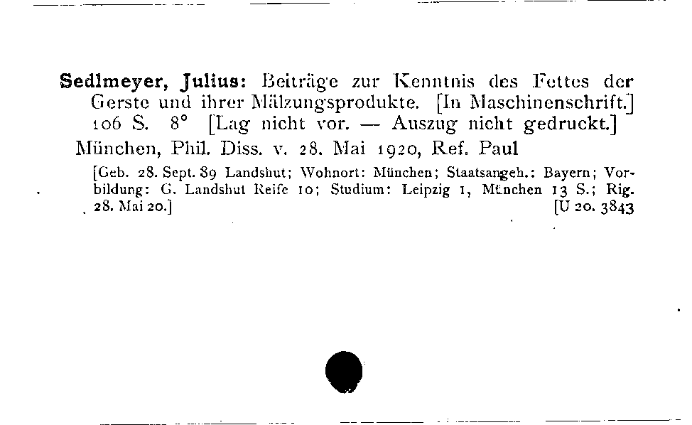 [Katalogkarte Dissertationenkatalog bis 1980]