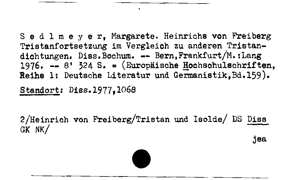 [Katalogkarte Dissertationenkatalog bis 1980]