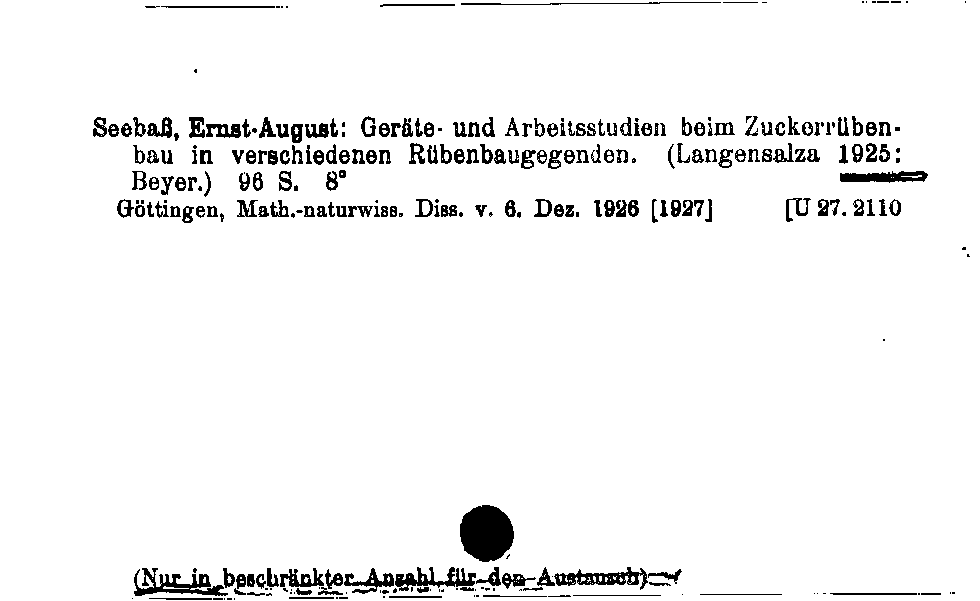 [Katalogkarte Dissertationenkatalog bis 1980]
