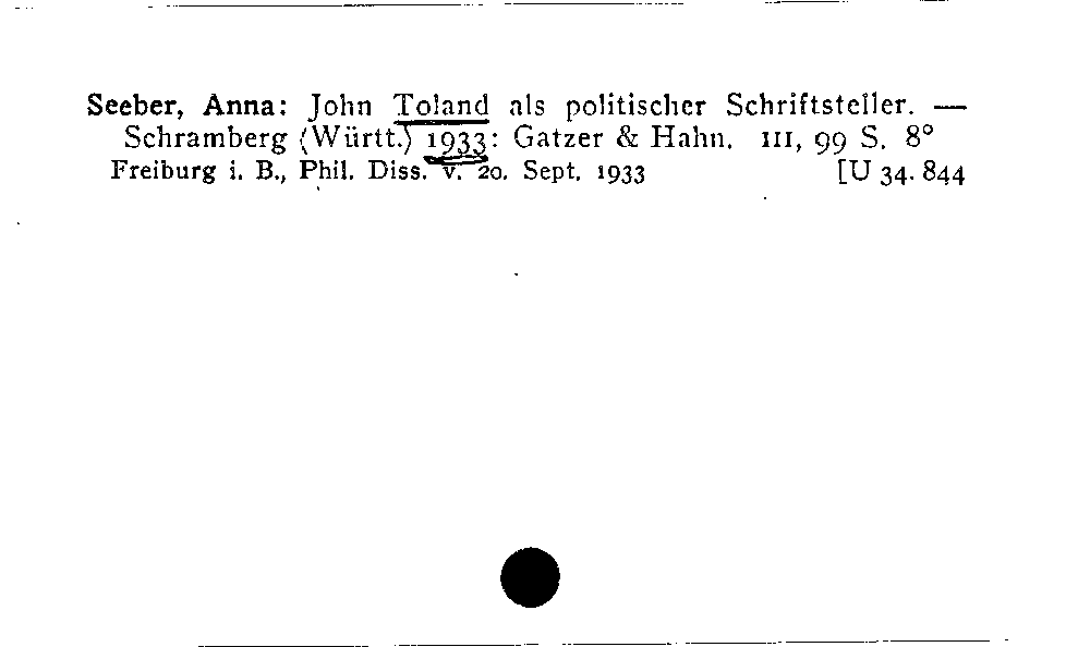 [Katalogkarte Dissertationenkatalog bis 1980]
