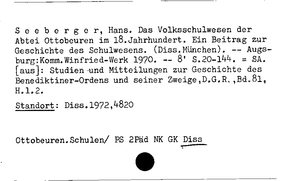 [Katalogkarte Dissertationenkatalog bis 1980]