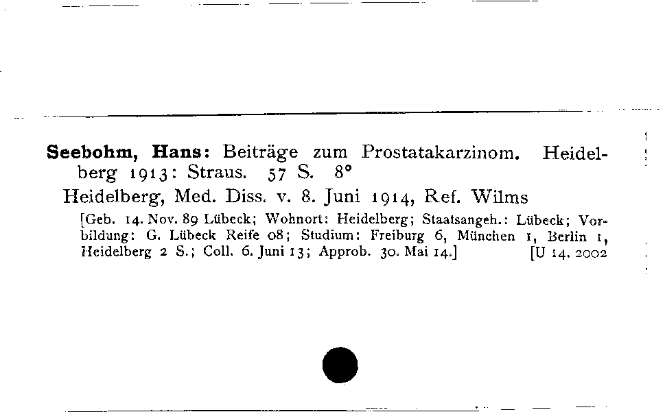 [Katalogkarte Dissertationenkatalog bis 1980]