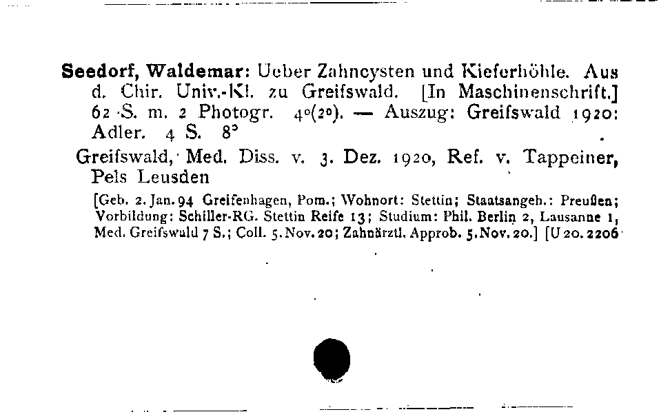 [Katalogkarte Dissertationenkatalog bis 1980]