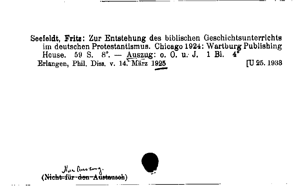 [Katalogkarte Dissertationenkatalog bis 1980]