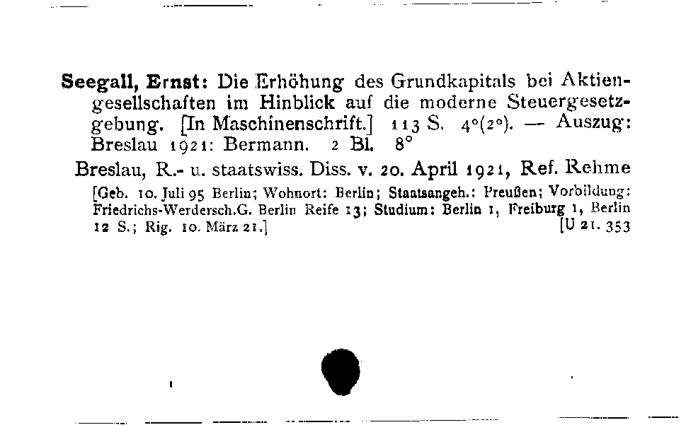 [Katalogkarte Dissertationenkatalog bis 1980]