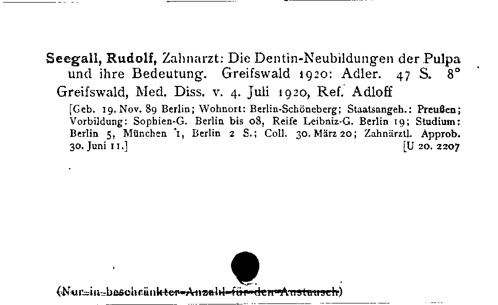 [Katalogkarte Dissertationenkatalog bis 1980]
