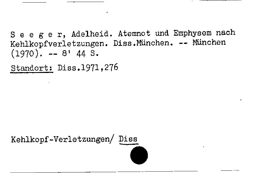 [Katalogkarte Dissertationenkatalog bis 1980]