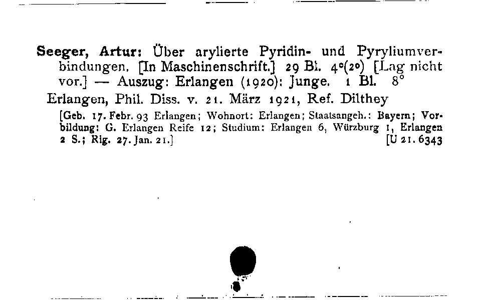 [Katalogkarte Dissertationenkatalog bis 1980]