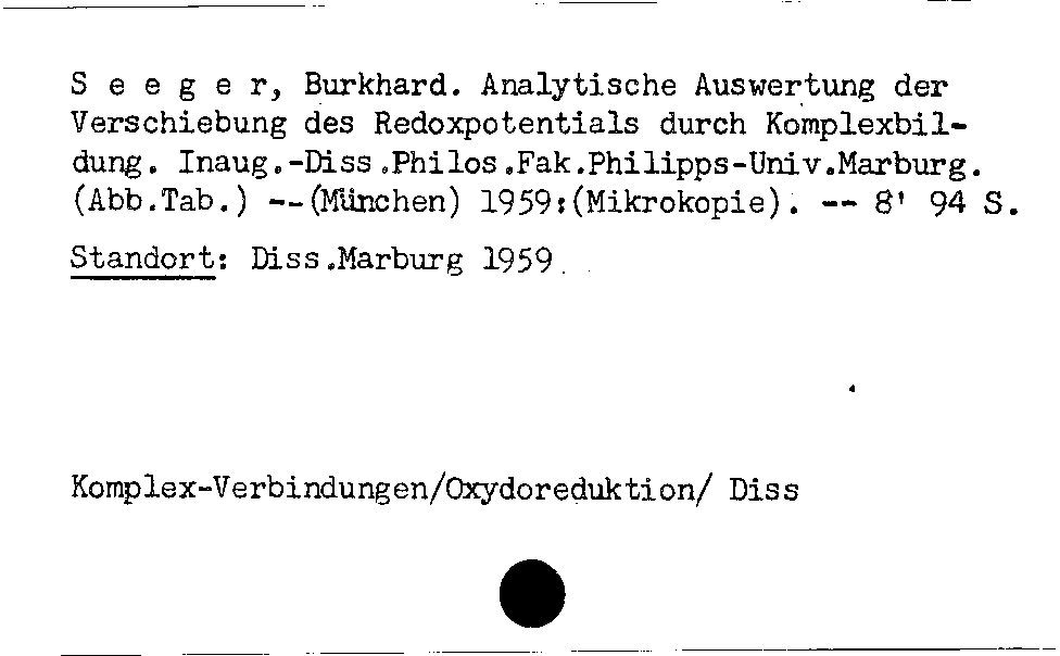 [Katalogkarte Dissertationenkatalog bis 1980]