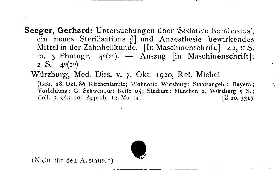 [Katalogkarte Dissertationenkatalog bis 1980]
