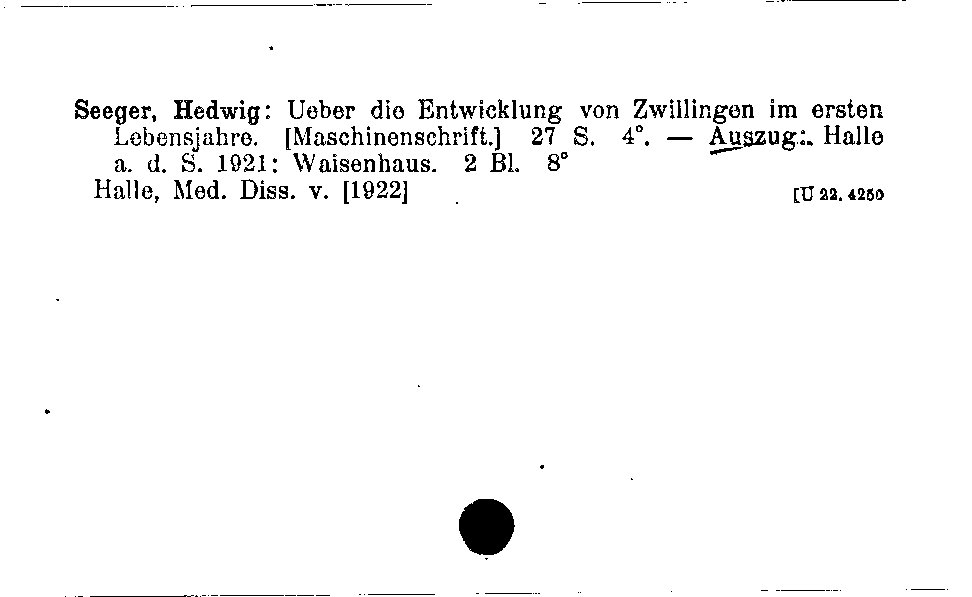 [Katalogkarte Dissertationenkatalog bis 1980]