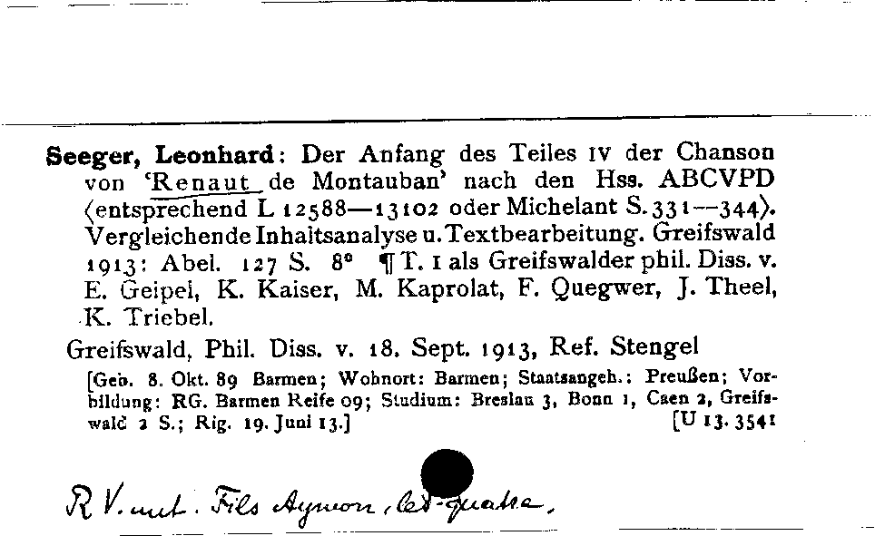 [Katalogkarte Dissertationenkatalog bis 1980]