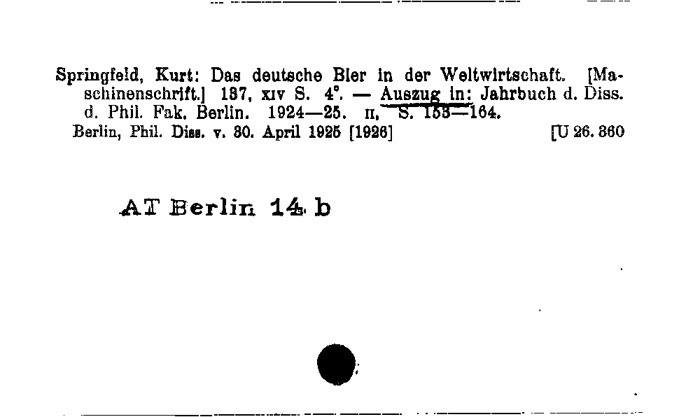 [Katalogkarte Dissertationenkatalog bis 1980]