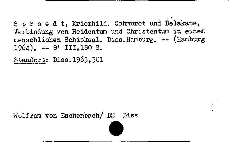 [Katalogkarte Dissertationenkatalog bis 1980]