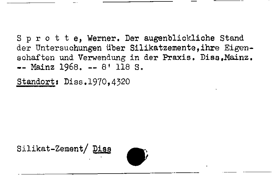 [Katalogkarte Dissertationenkatalog bis 1980]