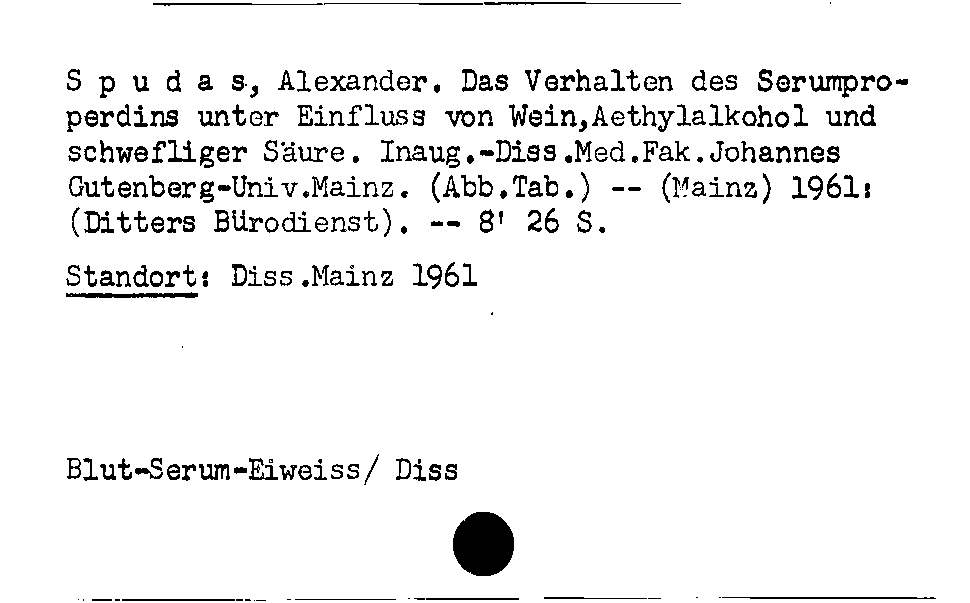 [Katalogkarte Dissertationenkatalog bis 1980]