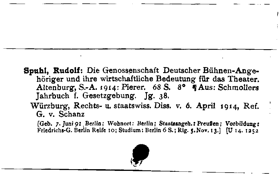 [Katalogkarte Dissertationenkatalog bis 1980]