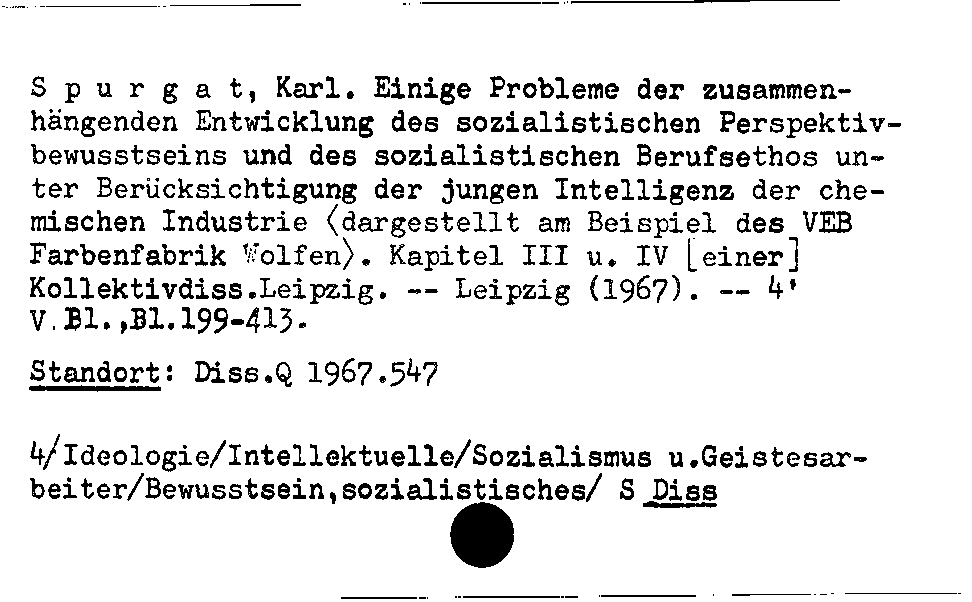 [Katalogkarte Dissertationenkatalog bis 1980]