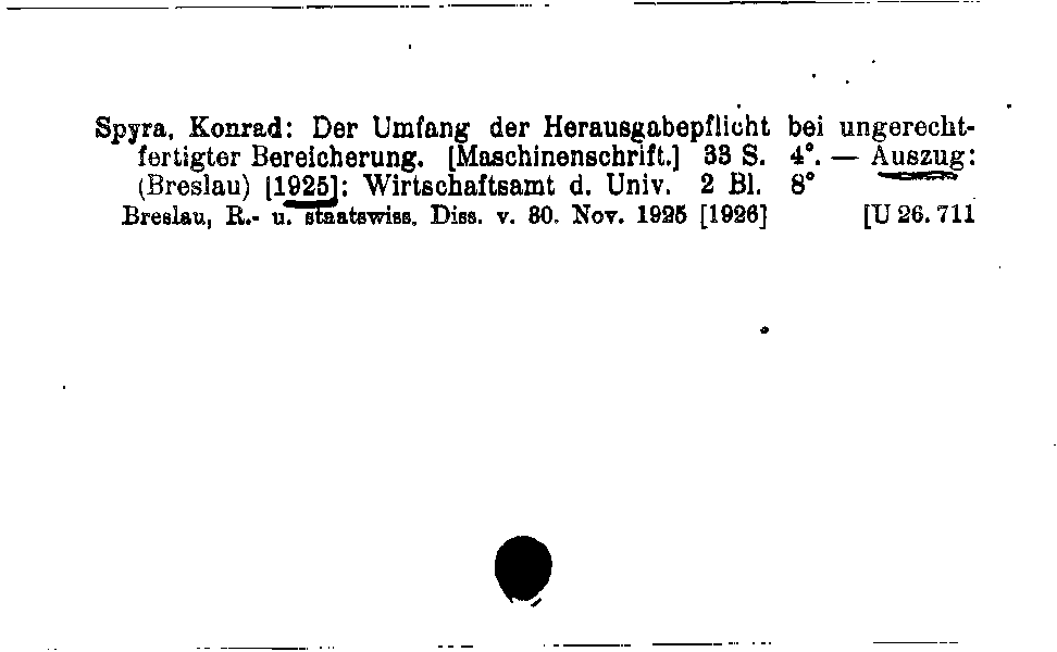 [Katalogkarte Dissertationenkatalog bis 1980]