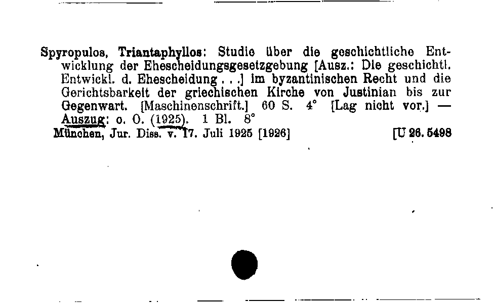 [Katalogkarte Dissertationenkatalog bis 1980]