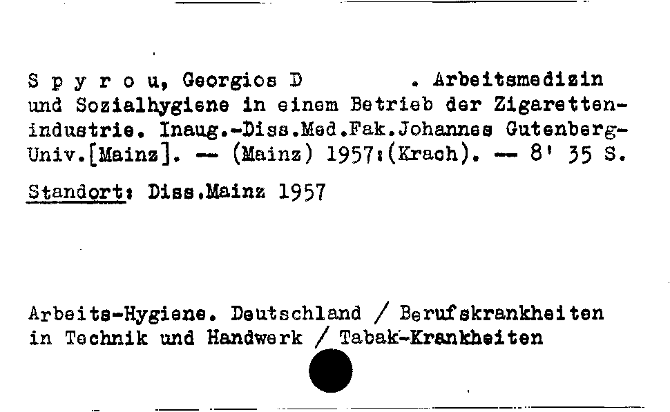 [Katalogkarte Dissertationenkatalog bis 1980]