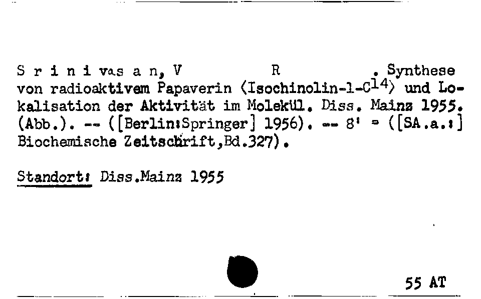 [Katalogkarte Dissertationenkatalog bis 1980]