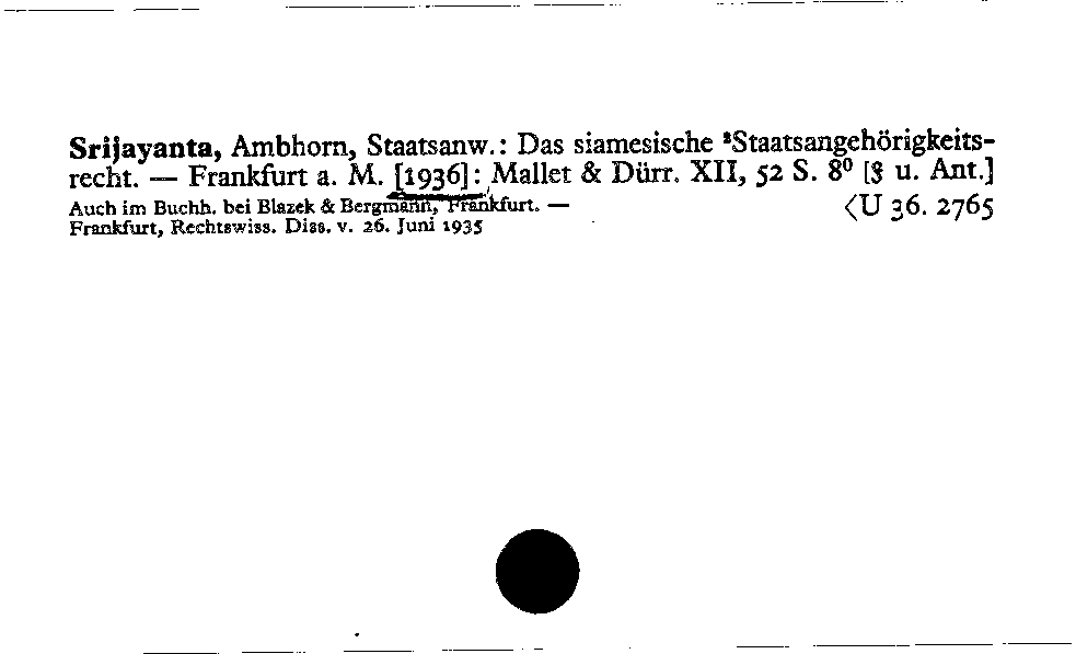 [Katalogkarte Dissertationenkatalog bis 1980]