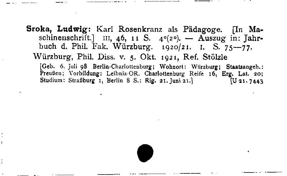 [Katalogkarte Dissertationenkatalog bis 1980]