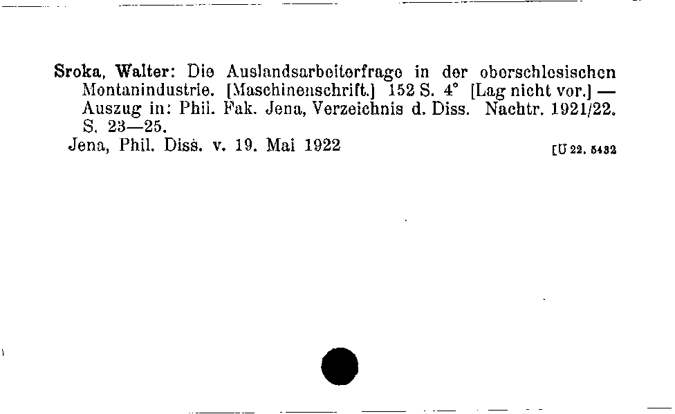 [Katalogkarte Dissertationenkatalog bis 1980]