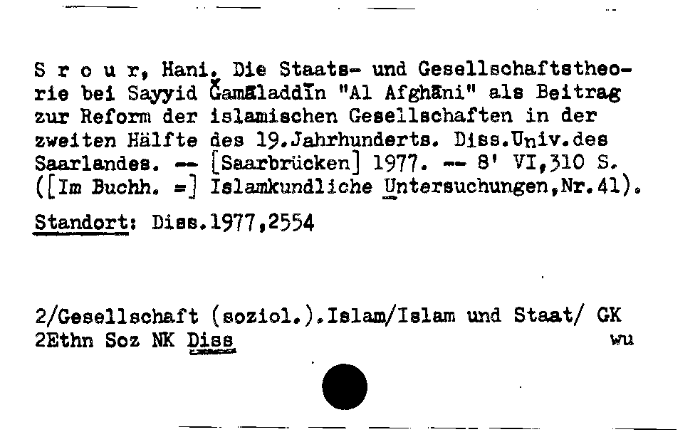 [Katalogkarte Dissertationenkatalog bis 1980]